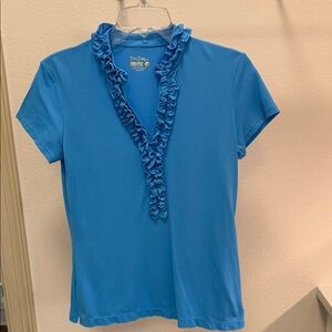 Lilly Pulitzer Vibrant Blue Ruffle Trim Tee